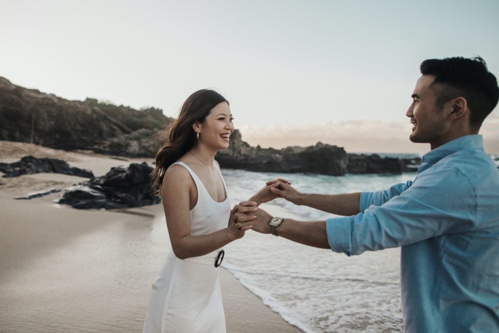 Maui Engagement Photography couple on the beach in maui