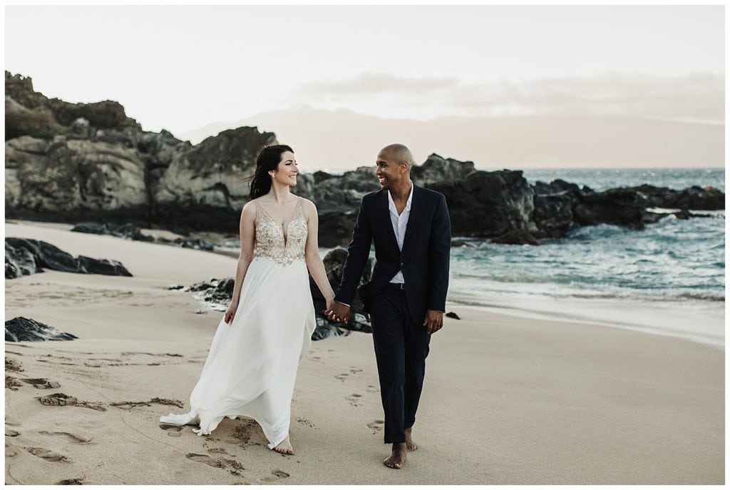 Maui Elopement Wedding Couple Walking