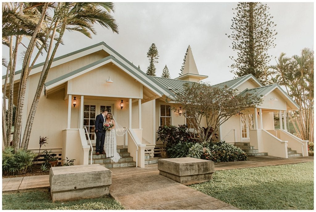 Top Wedding Venues Maui Steeple house maui couple standing talking 