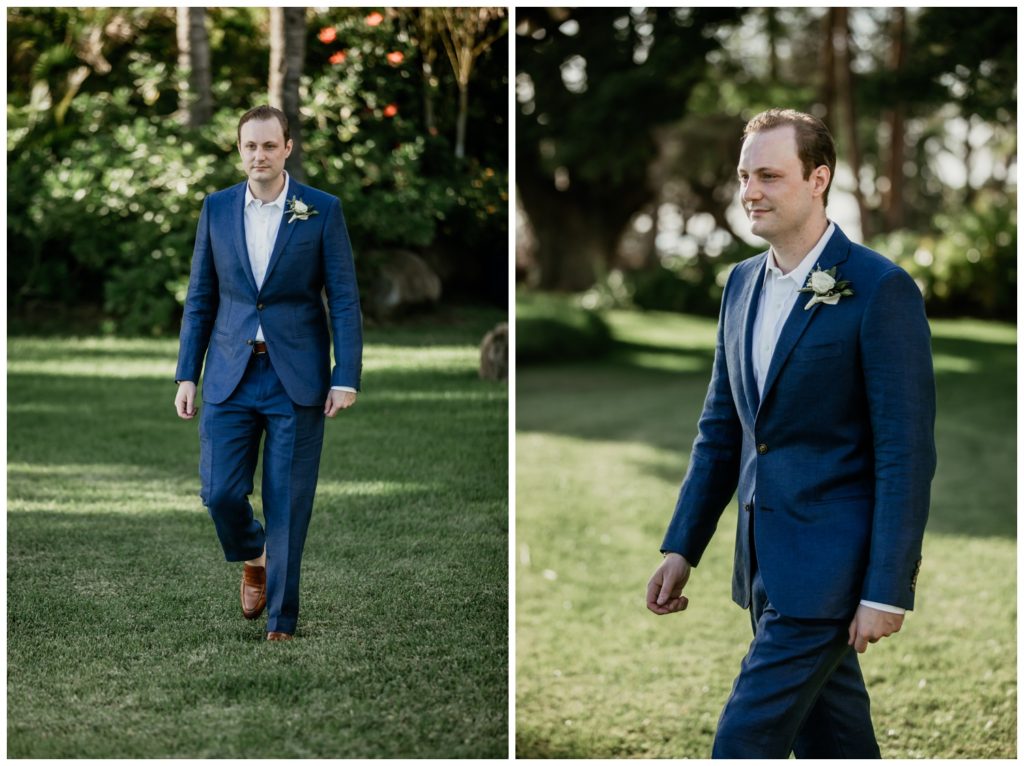 Olowalu Wedding Elopement Photographer picture of groom walking to aisle waiting to get married
