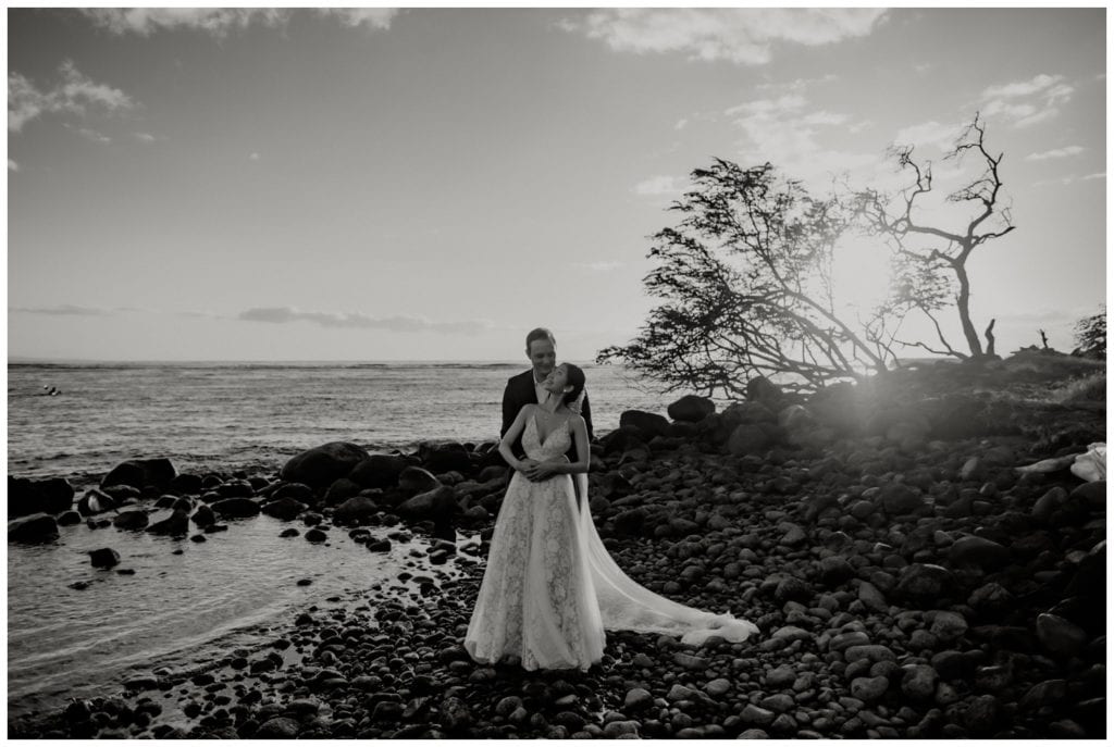 Olowalu Wedding Elopement Photographer picture of bride and groom on their wedding day