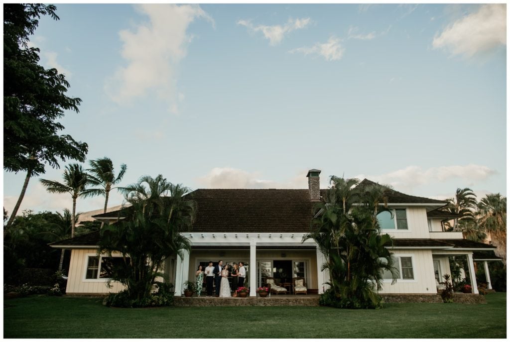 Olowalu Wedding Elopement Photographer picture of bride and groom on their wedding day rental house ceremony location