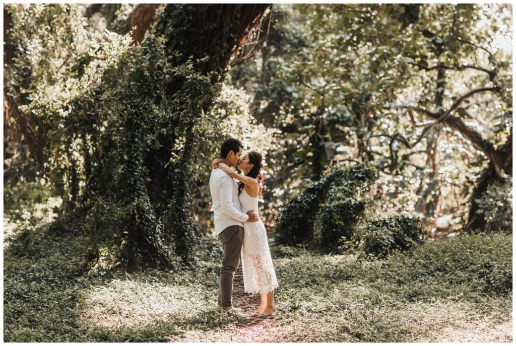 Maui Engagement photos in a jungle couples photo session in Lahaina Kaanapali