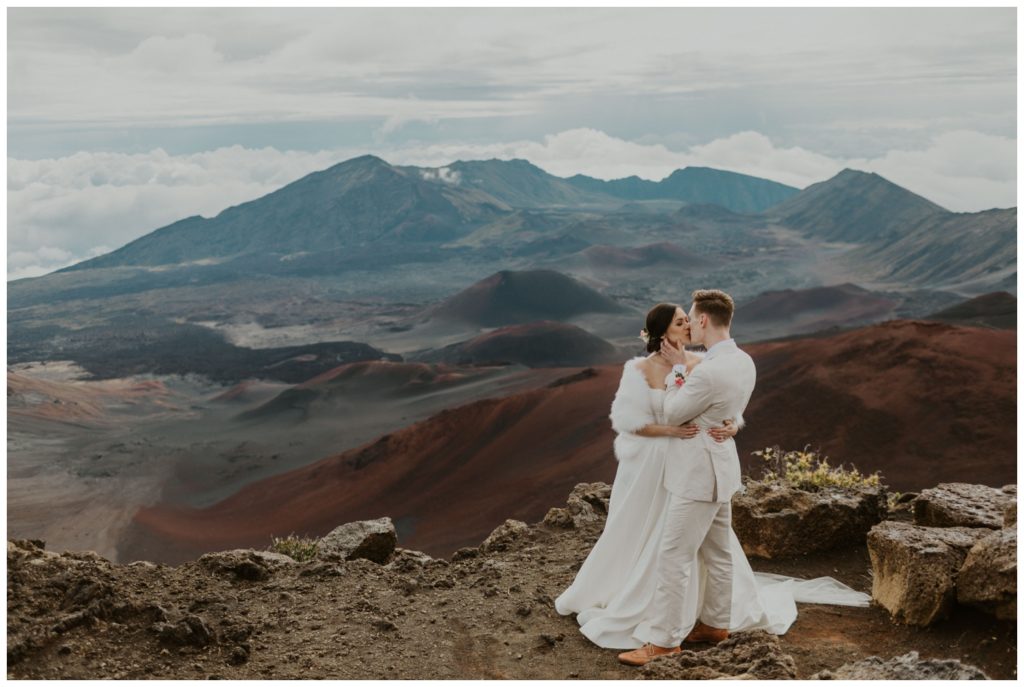 Haleakala Adventurous Elopement Wedding Couple getting married in Maui Hawaii