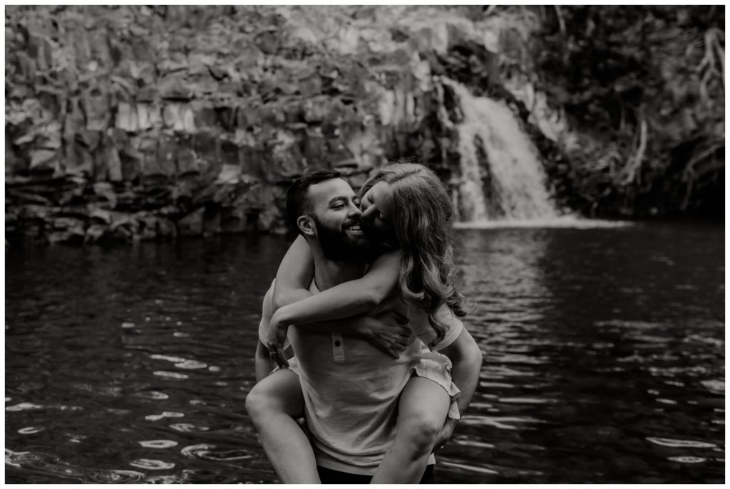 Maui anniversary couples waterfall photos