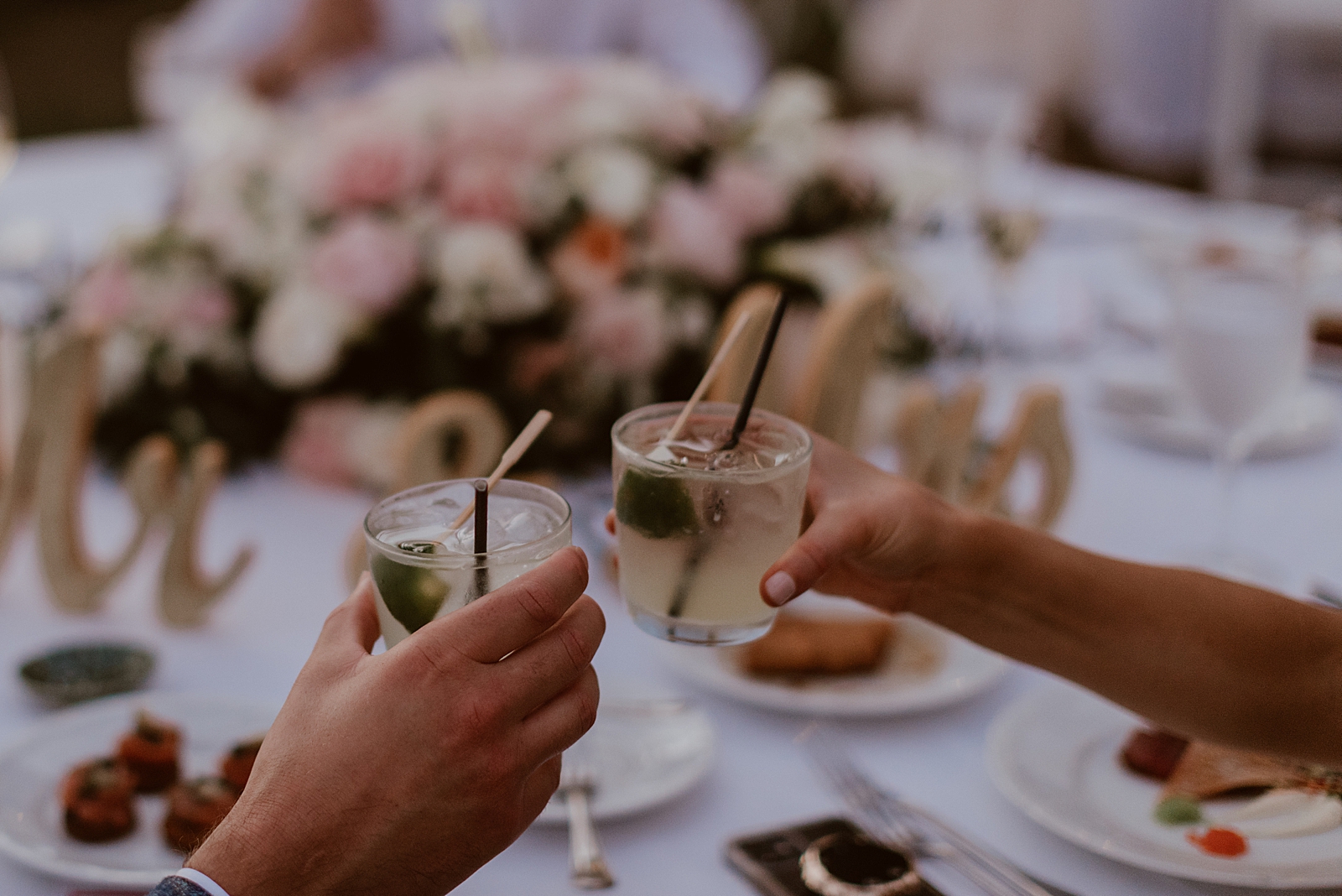 Guests cheering cocktail at Reception