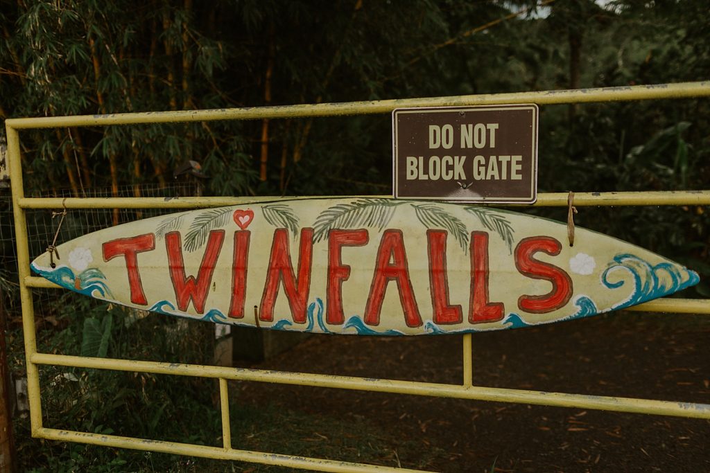 Detail shot of Twinfalls surf board on gate