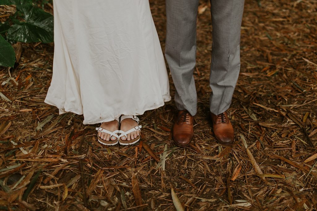 Closeup of Bride and Groom's shoes
