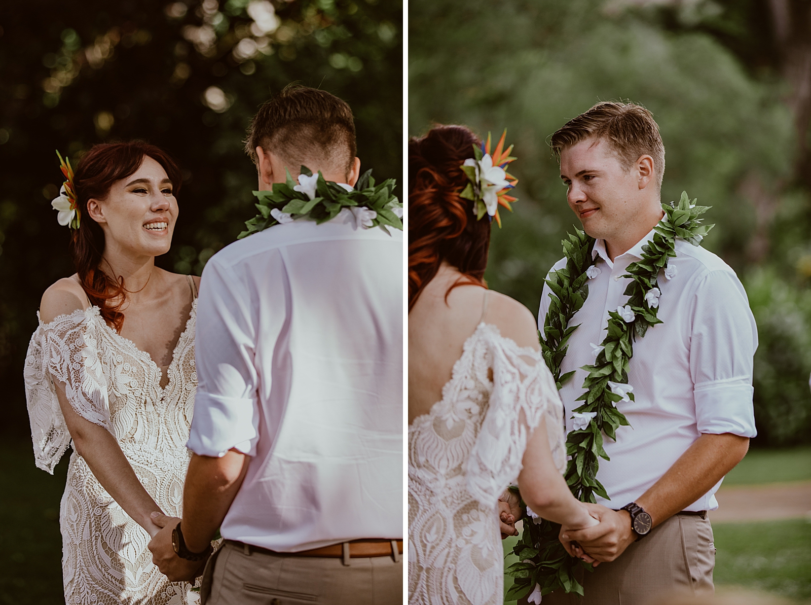 Portrait shots of Bride and Groom looking at each other during Ceremony