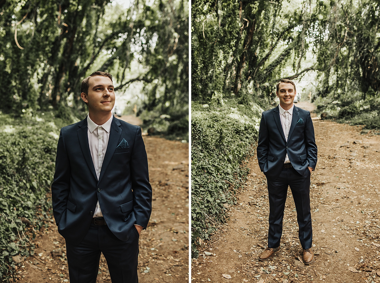 Groom in Forest without tie