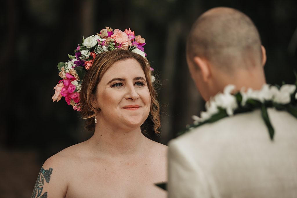 Bride looking at Groom during Elopement Ceremony