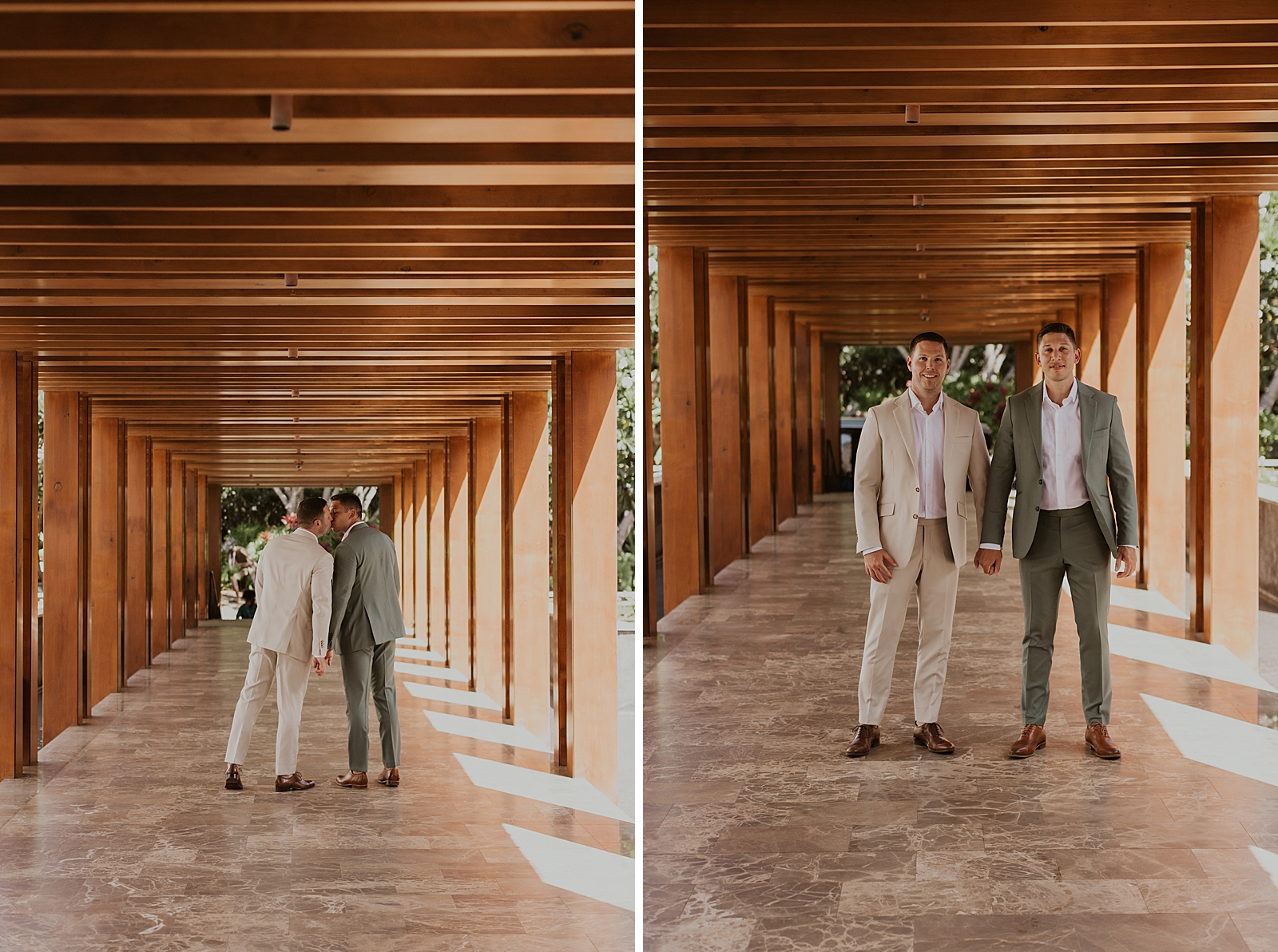 Grooms kissing and holding hands portraits