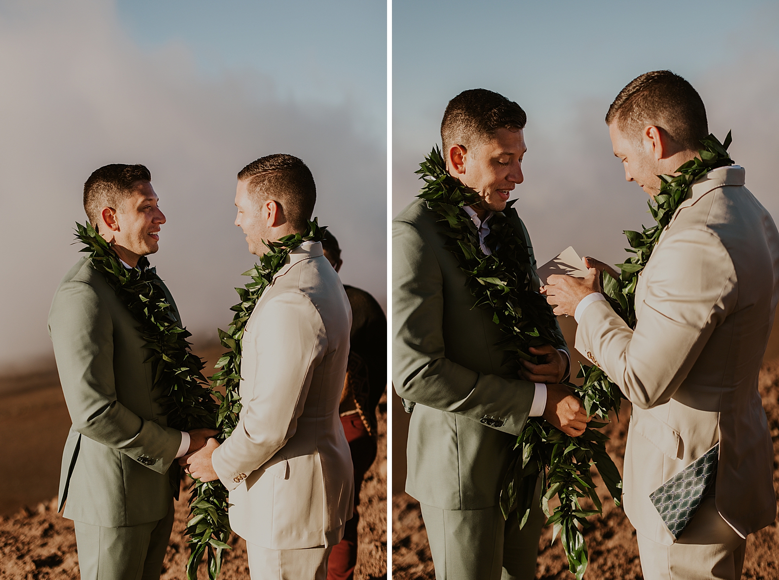 Grooms saying vows to each other for Elopement